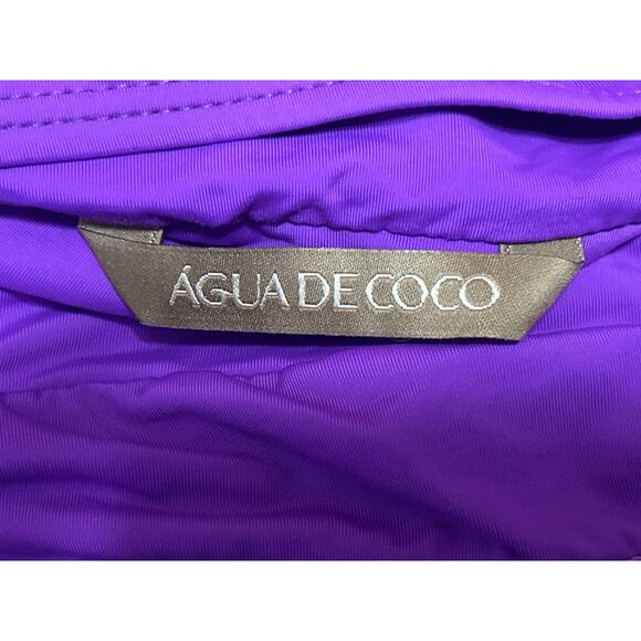 Agua De Coco Puple Square Neck Two Piece Beach Swimsuit Swimwear Bikini Set M - Picture 4 of 5